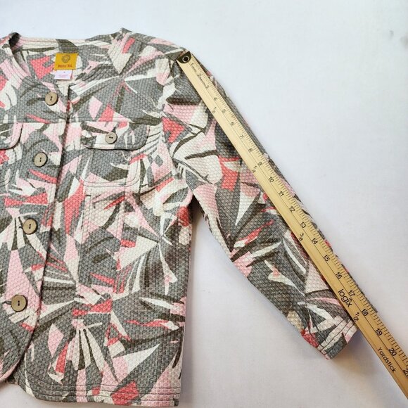 Ruby Rd Jacket Blazer S Textured Cotton Stretch Abstract Coastal Button Office - Picture 7 of 10